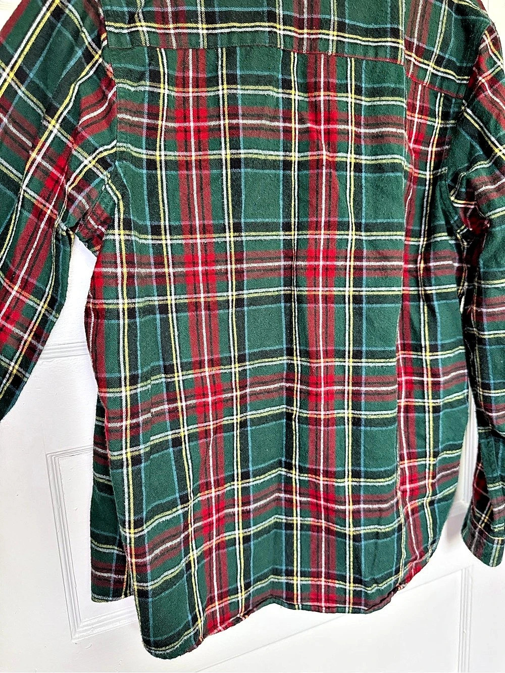 L.L.Bean Men's Scotch Plaid Cotton Flannel Shirt Tartan Green & Red Size Medium - Picture 15 of 15